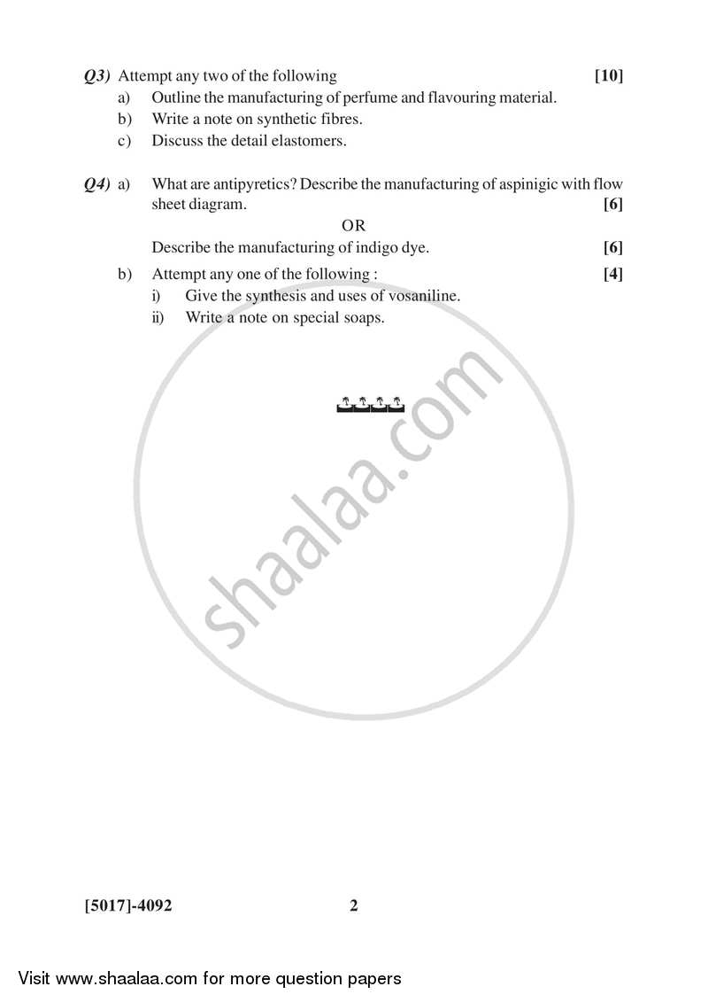 Basic Chemical Industries 2 2016-2017 Semester 6 (FYBSc) - University of Pune question paper with PDF download