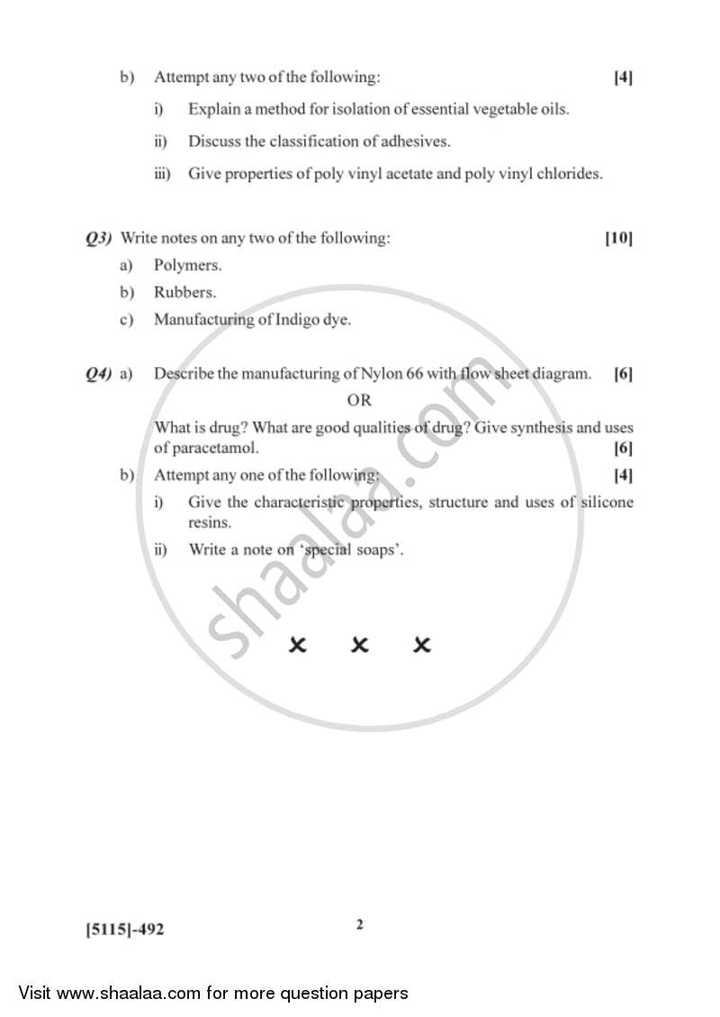 Basic Chemical Industries 2 2016-2017 Semester 6 (FYBSc) - University of Pune question paper with PDF download