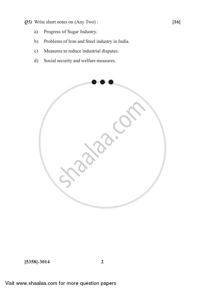 Agricultural and Industrial Economics 2 2017-2018 - B.Com. - 3rd Year (TYBcom) - University of Pune question paper with PDF download