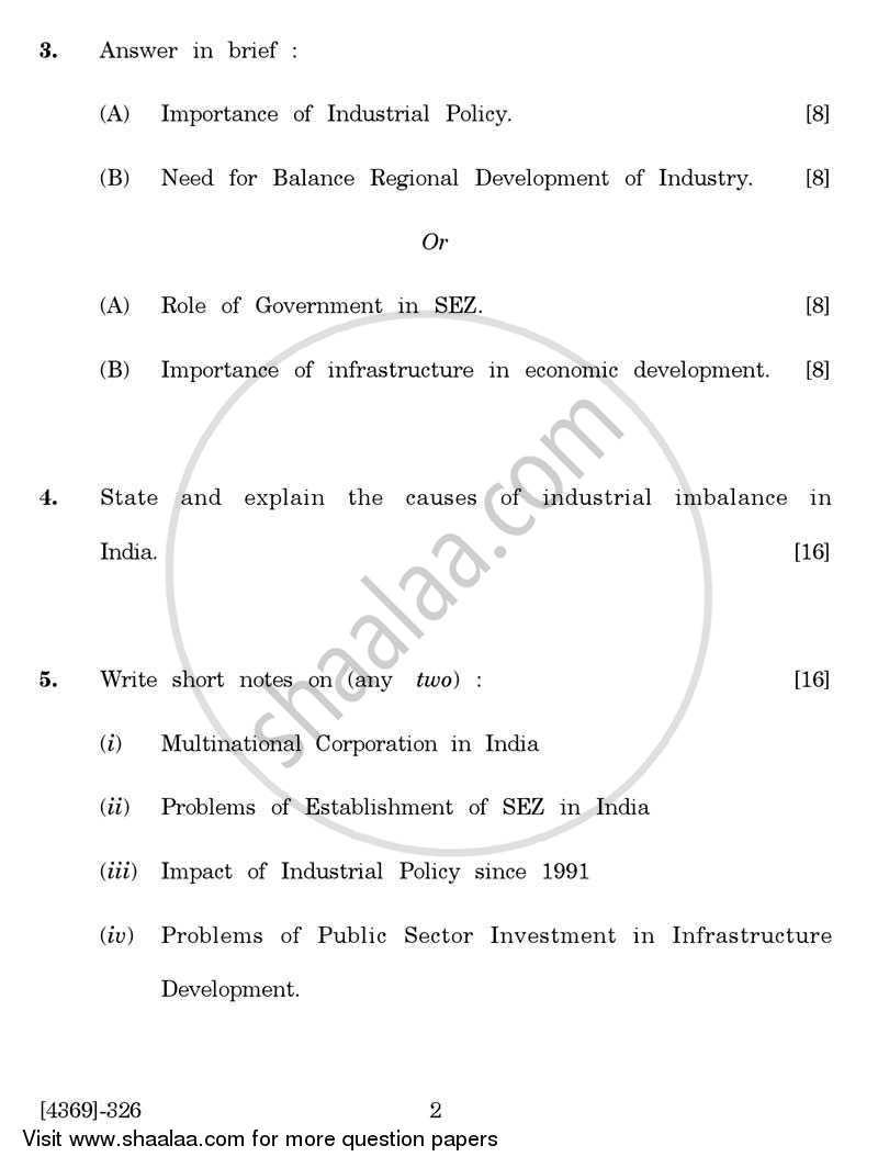 Agricultural and Industrial Economics 3 2012-2013 - B.Com. - 3rd Year (TYBcom) - University of Pune question paper with PDF download