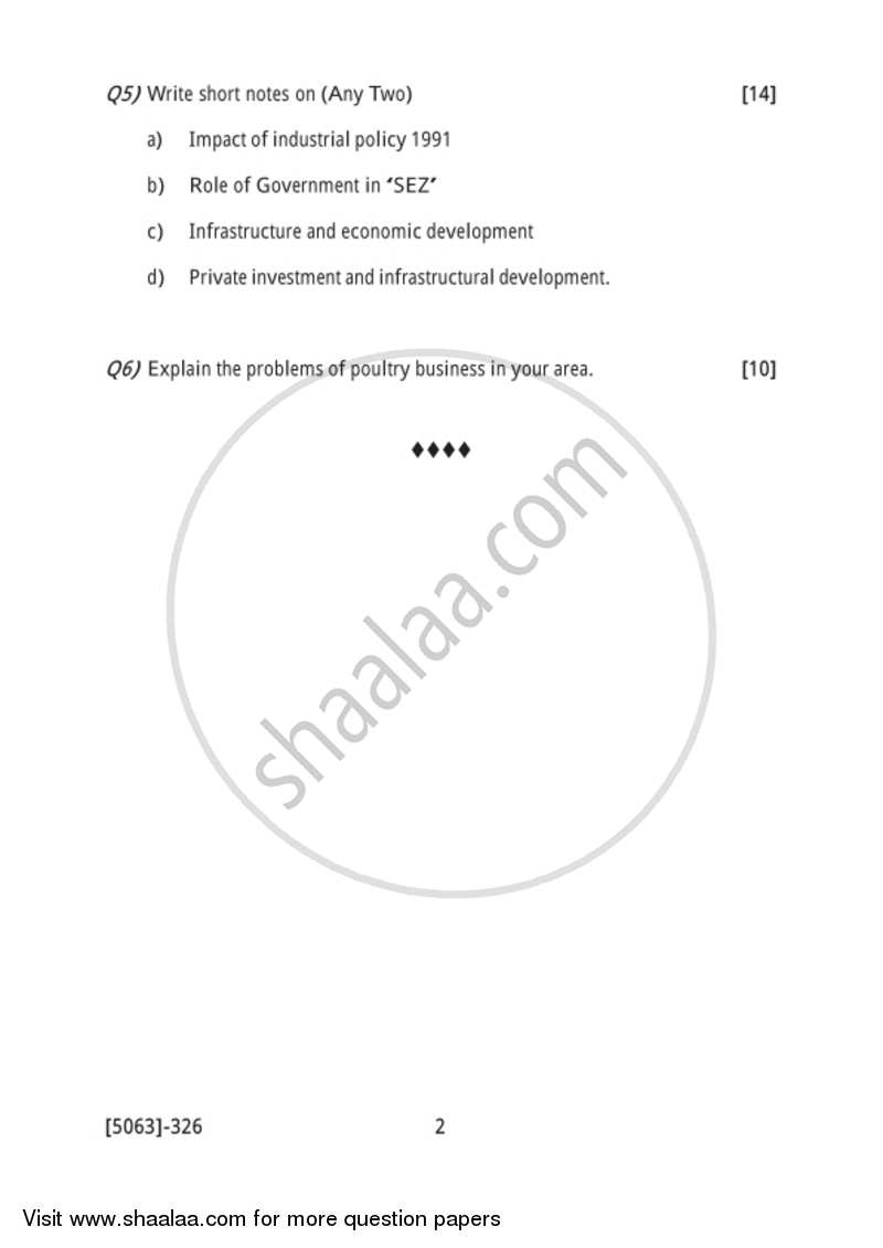 Agricultural and Industrial Economics 3 2016-2017 - B.Com. - 3rd Year (TYBcom) - University of Pune question paper with PDF download