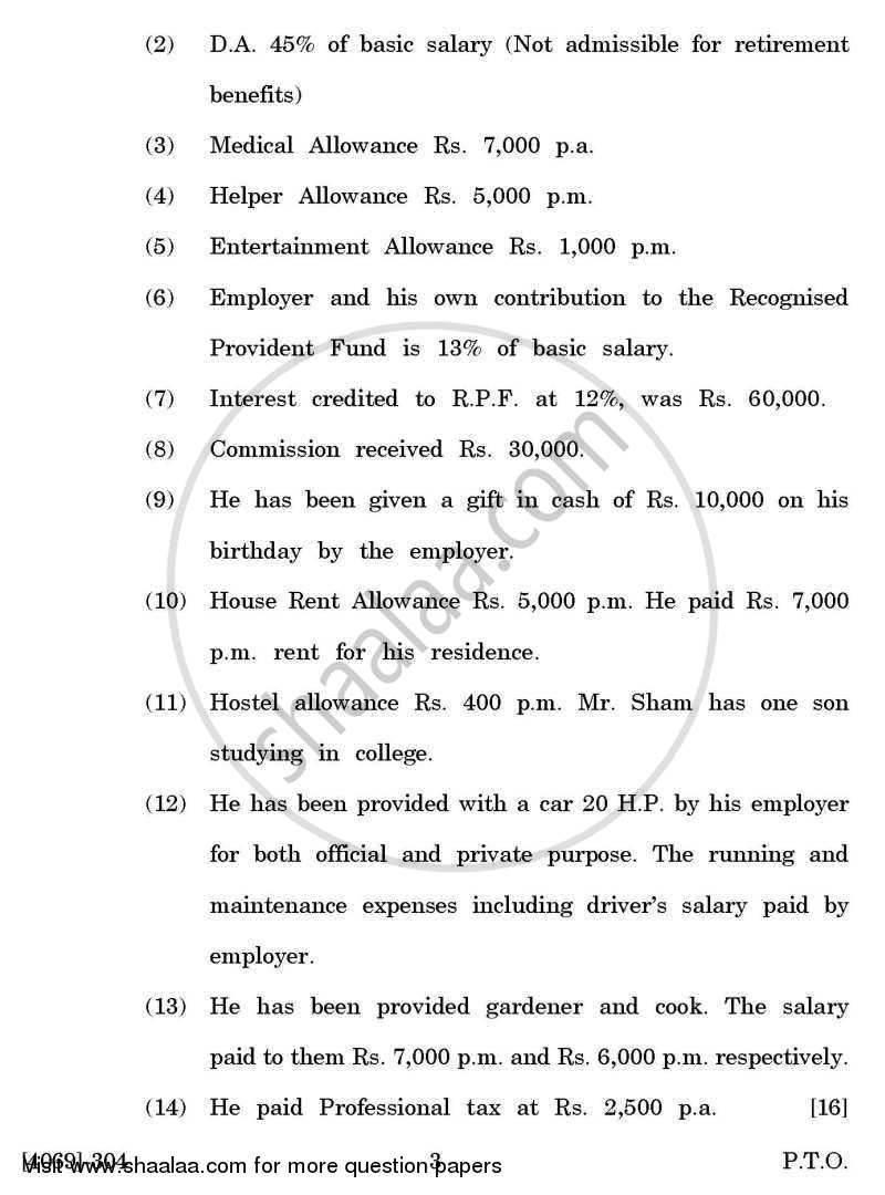 Auditing and Taxation 2011-2012 - B.Com. - 3rd Year (TYBcom) - University of Pune question paper with PDF download