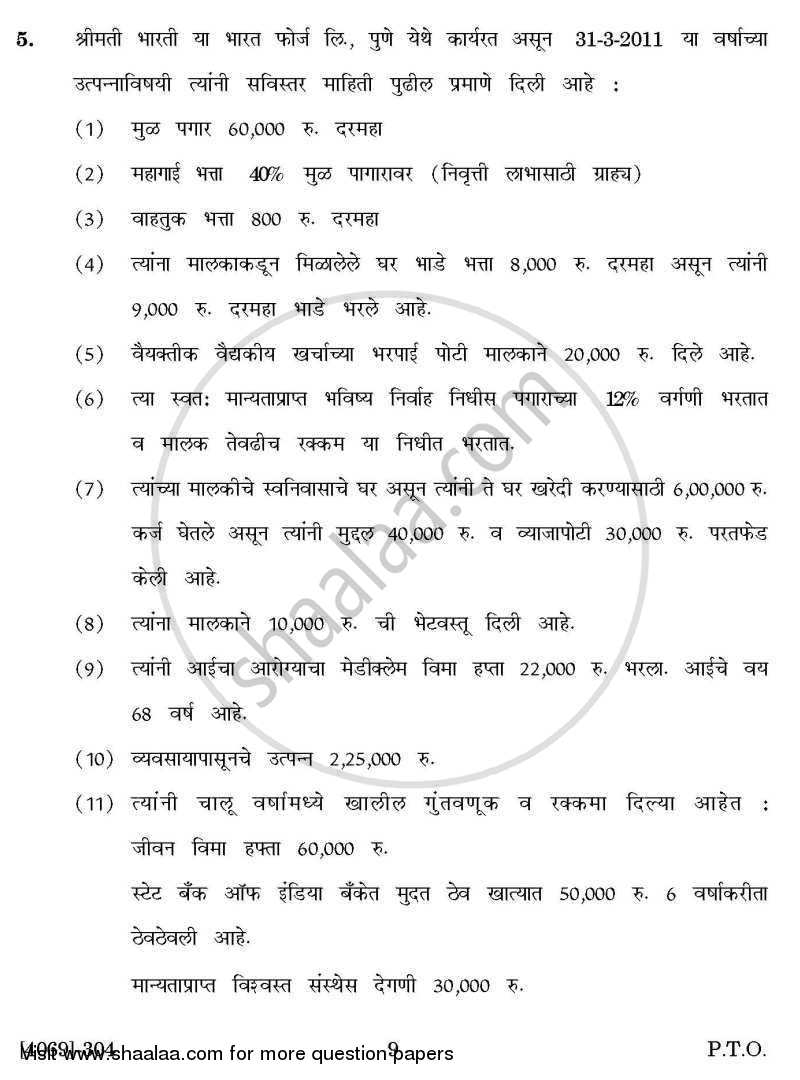 Auditing and Taxation 2011-2012 - B.Com. - 3rd Year (TYBcom) - University of Pune question paper with PDF download