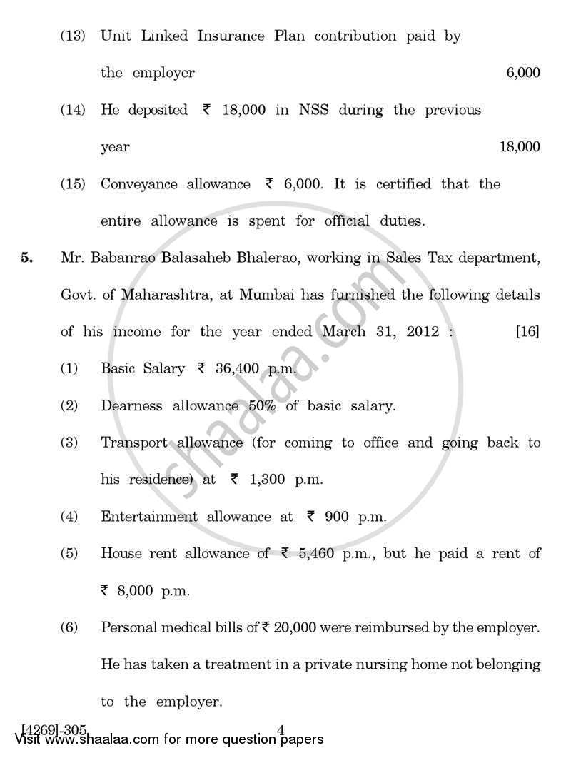 Auditing and Taxation 2012-2013 - B.Com. - 3rd Year (TYBcom) - University of Pune question paper with PDF download