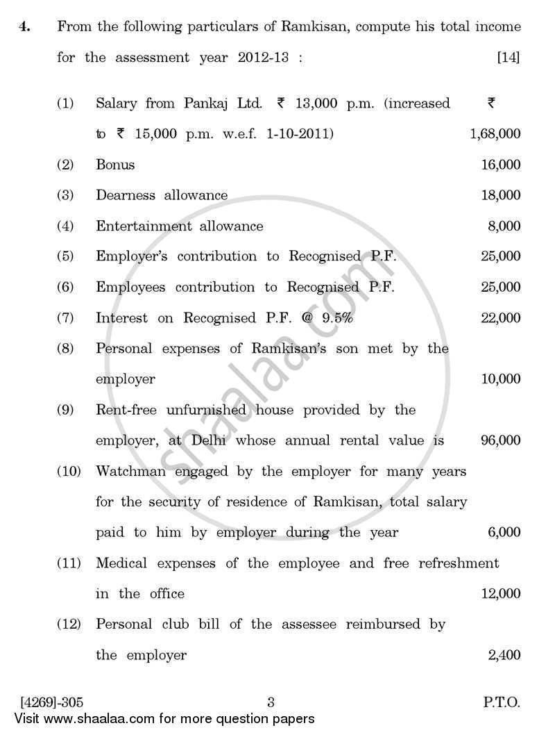 Auditing and Taxation 2012-2013 - B.Com. - 3rd Year (TYBcom) - University of Pune question paper with PDF download