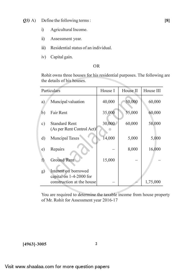 Auditing and Taxation 2015-2016 - B.Com. - 3rd Year (TYBcom) - University of Pune question paper with PDF download