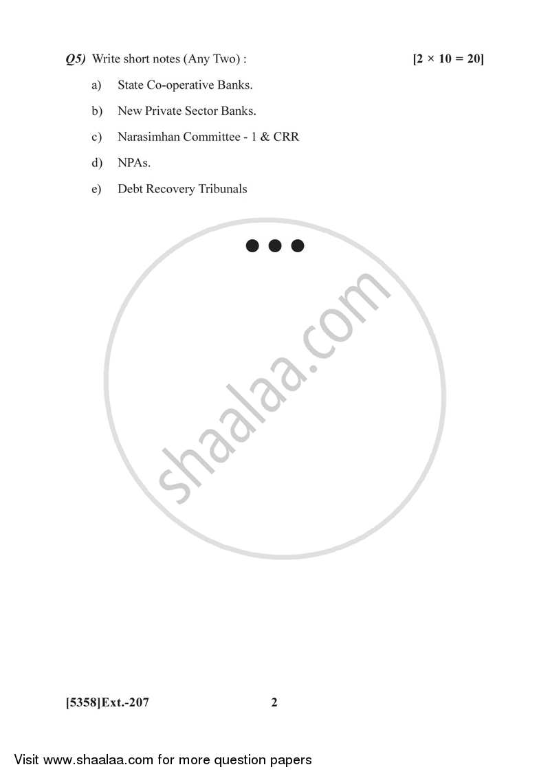 Banking and Finance 1 - Indian Banking System 2017-2018 - B.Com. - 2nd Year (SYBcom) - University of Pune question paper with PDF download