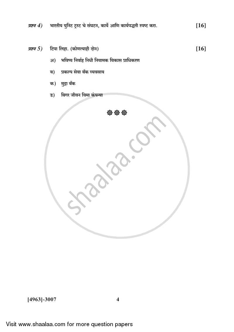 Banking and Finance 2 - Financial Markets and Institutions in India 2015-2016 - B.Com. - 3rd Year (TYBcom) - University of Pune question paper with PDF download