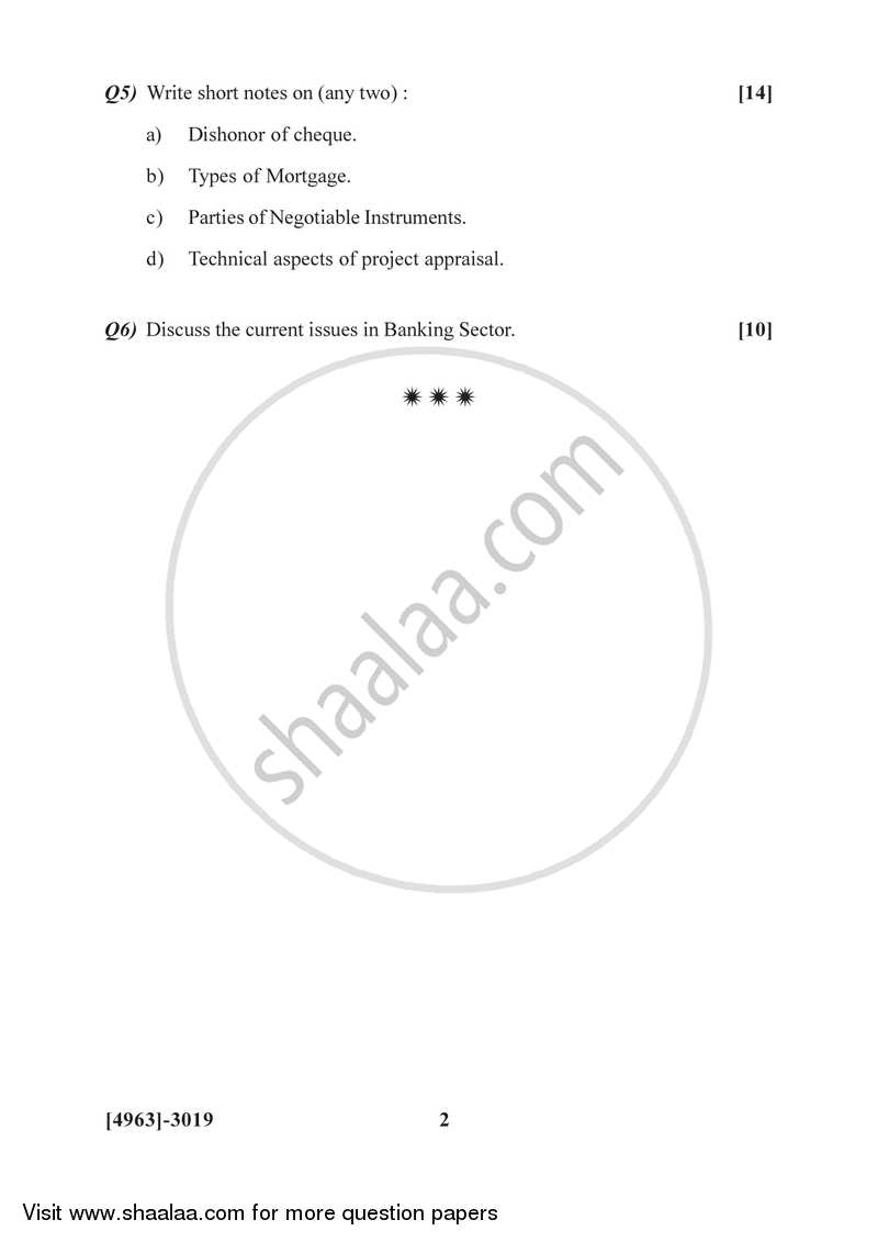 Banking and Finance 3 - Banking Law and Practices in India 2015-2016 - B.Com. - 3rd Year (TYBcom) - University of Pune question paper with PDF download