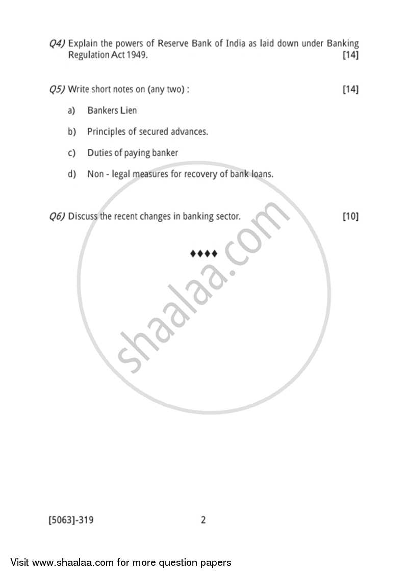 Banking and Finance 3 - Banking Law and Practices in India 2016-2017 - B.Com. - 3rd Year (TYBcom) - University of Pune question paper with PDF download