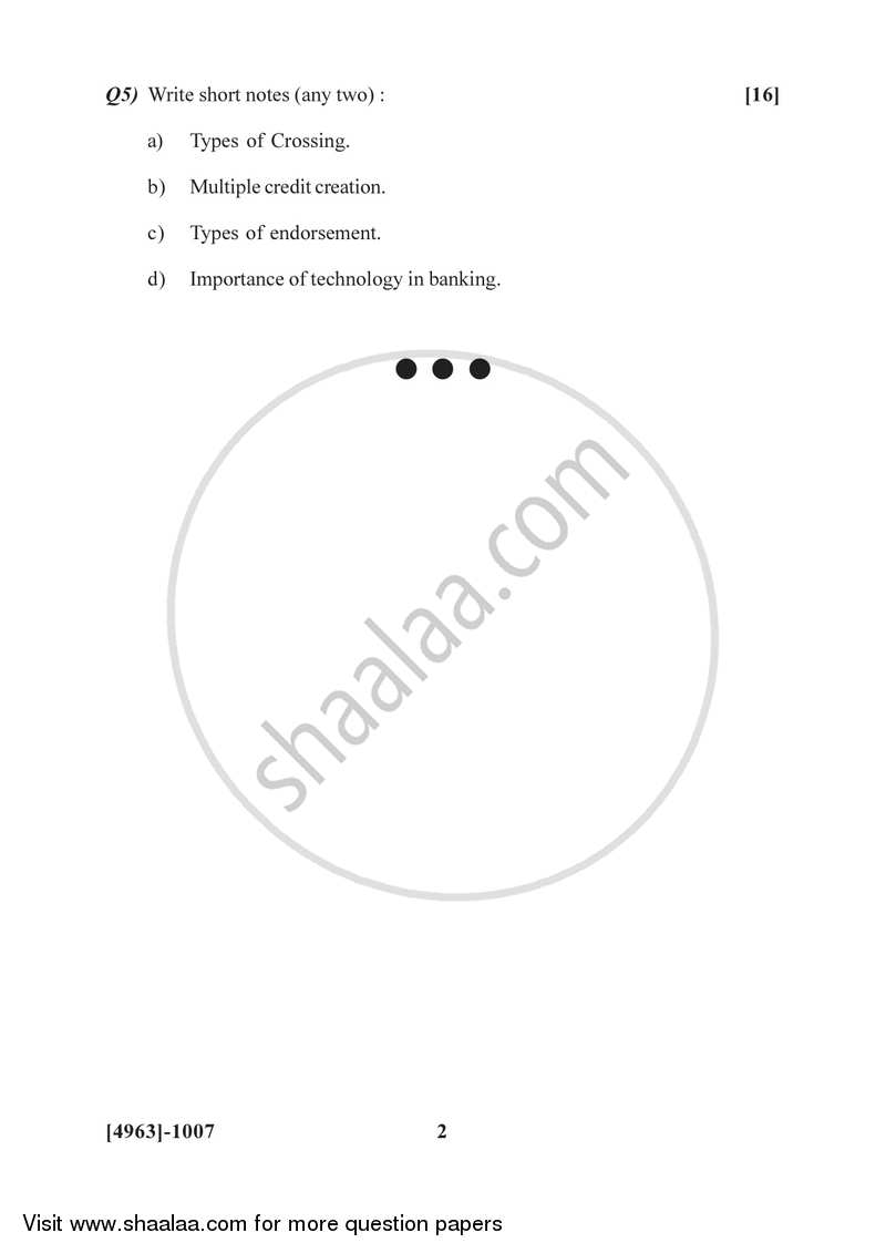 Banking and Finance 2015-2016 - B.Com. - 1st Year (FYBcom) - University of Pune question paper with PDF download