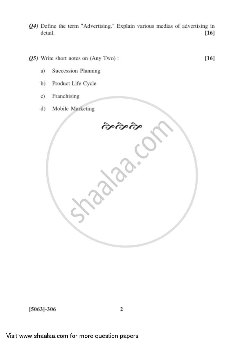 Business Administration 2 2016-2017 - B.Com. - 3rd Year (TYBcom) - University of Pune question paper with PDF download