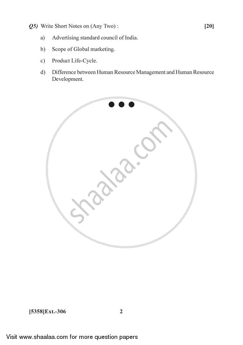 Business Administration 2 2017-2018 - B.Com. - 3rd Year (TYBcom) - University of Pune question paper with PDF download