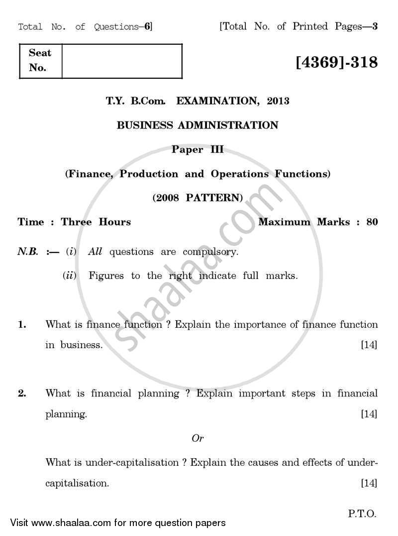 Business Administration 3 2012-2013 - B.Com. - 3rd Year (TYBcom) - University of Pune question paper with PDF download