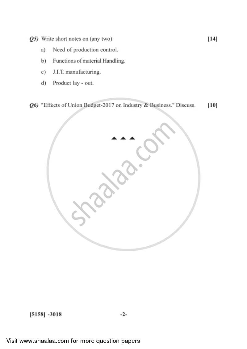 Business Administration 3 2016-2017 - B.Com. - 3rd Year (TYBcom) - University of Pune question paper with PDF download