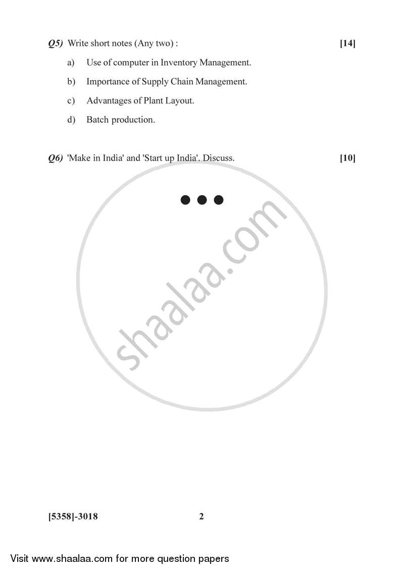 Business Administration 3 2017-2018 - B.Com. - 3rd Year (TYBcom) - University of Pune question paper with PDF download