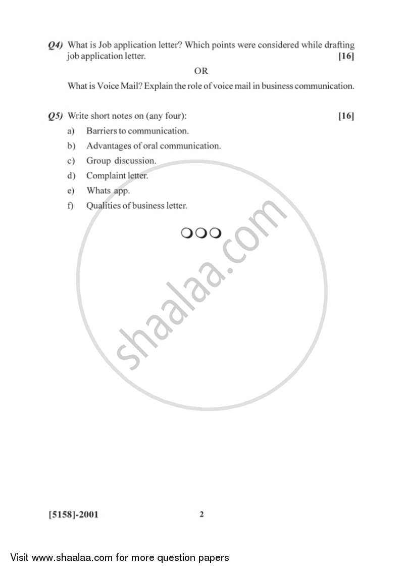 Business Communication 2016-2017 - B.Com. - 2nd Year (SYBcom) - University of Pune question paper with PDF download