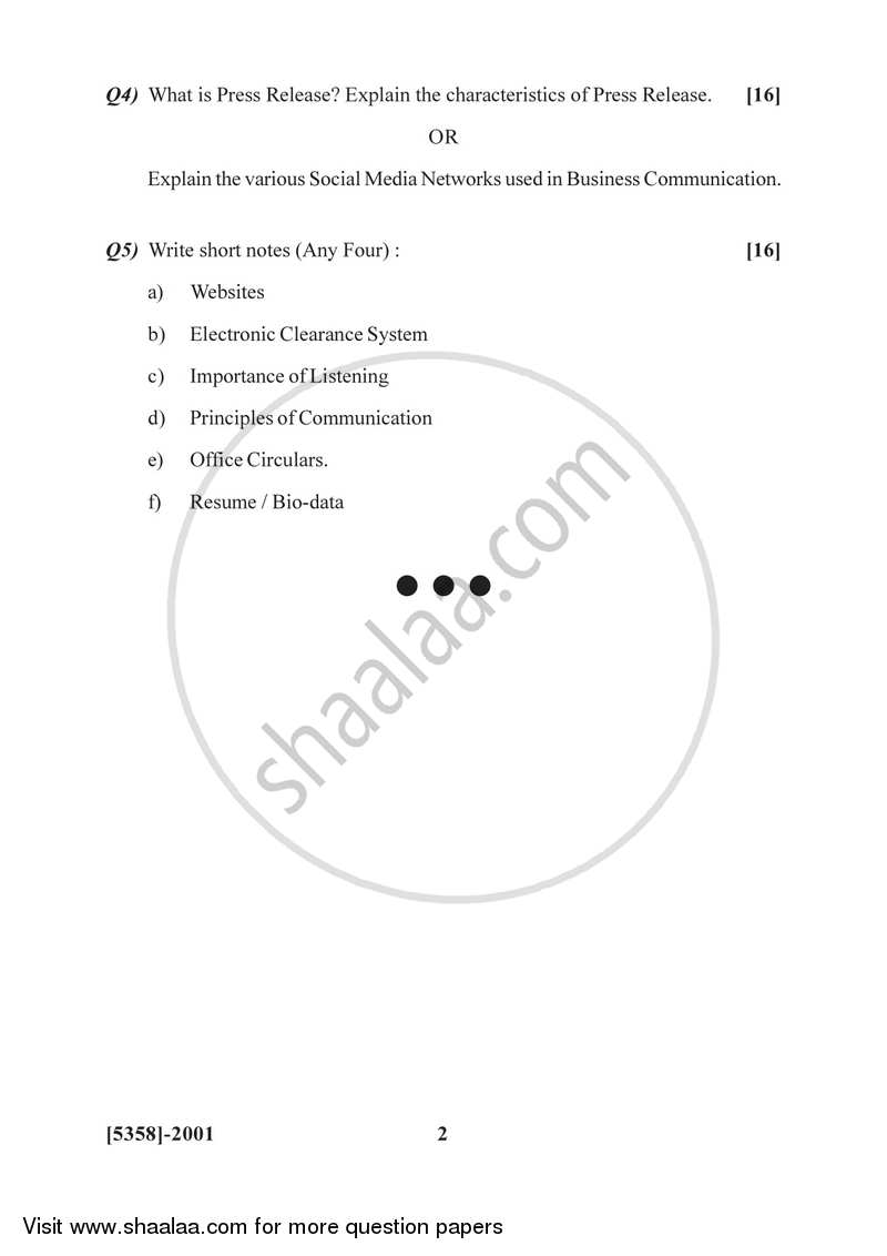 Business Communication 2017-2018 - B.Com. - 2nd Year (SYBcom) - University of Pune question paper with PDF download