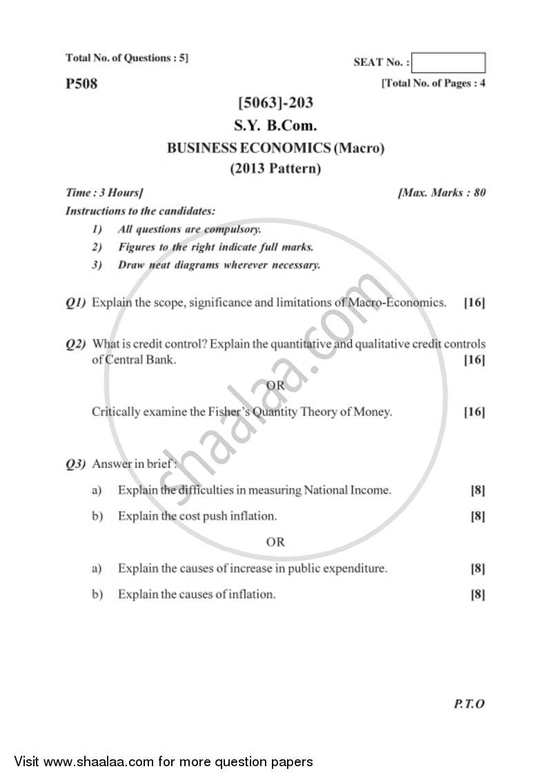 Business Economics (Macro) 2016-2017 - B.Com. - 2nd Year (SYBcom) - University of Pune question paper with PDF download