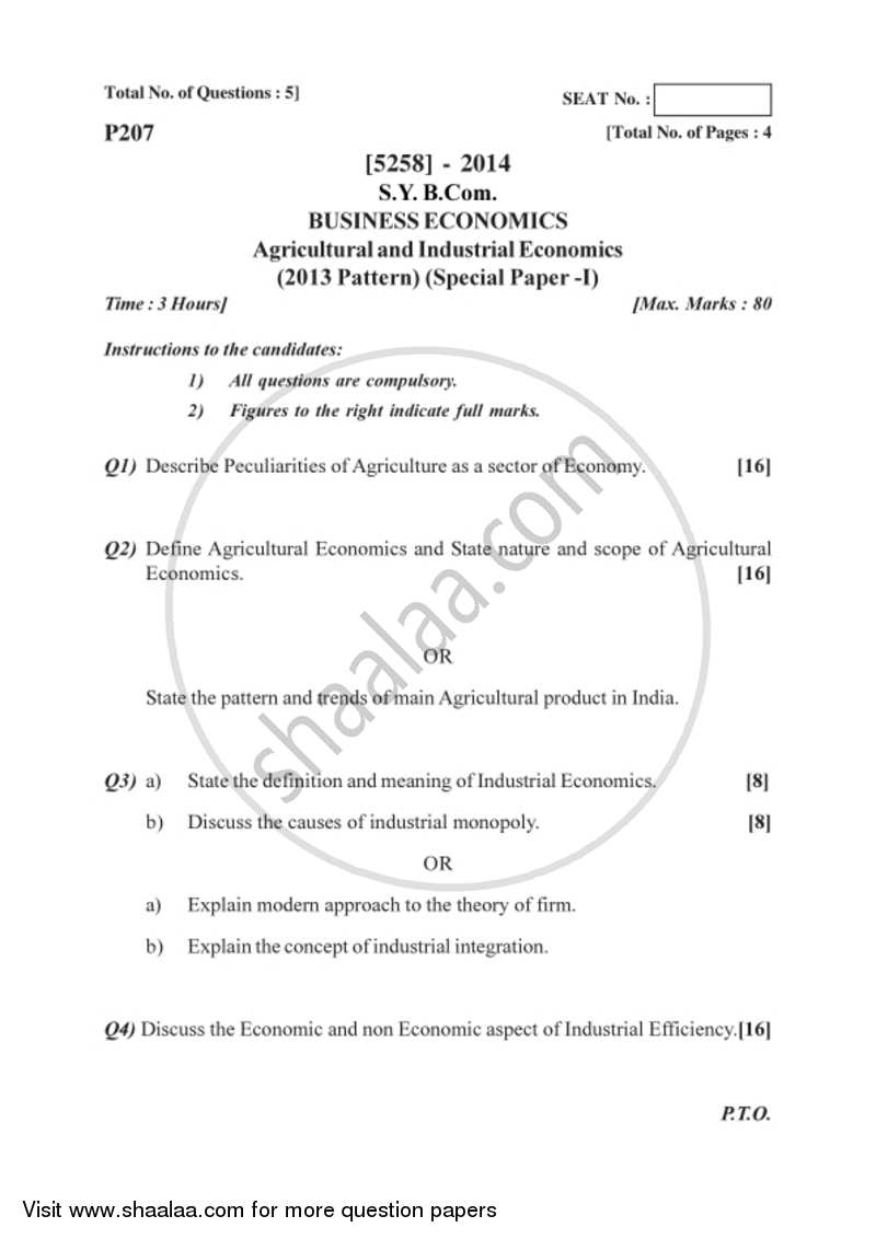 Business Economics (Macro) 2017-2018 - B.Com. - 2nd Year (SYBcom) - University of Pune question paper with PDF download
