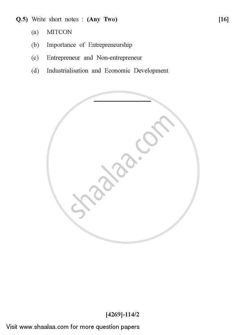 Business Environment and Entrepreneurship 2012-2013 - B.Com. - 1st Year (FYBcom) - University of Pune question paper with PDF download