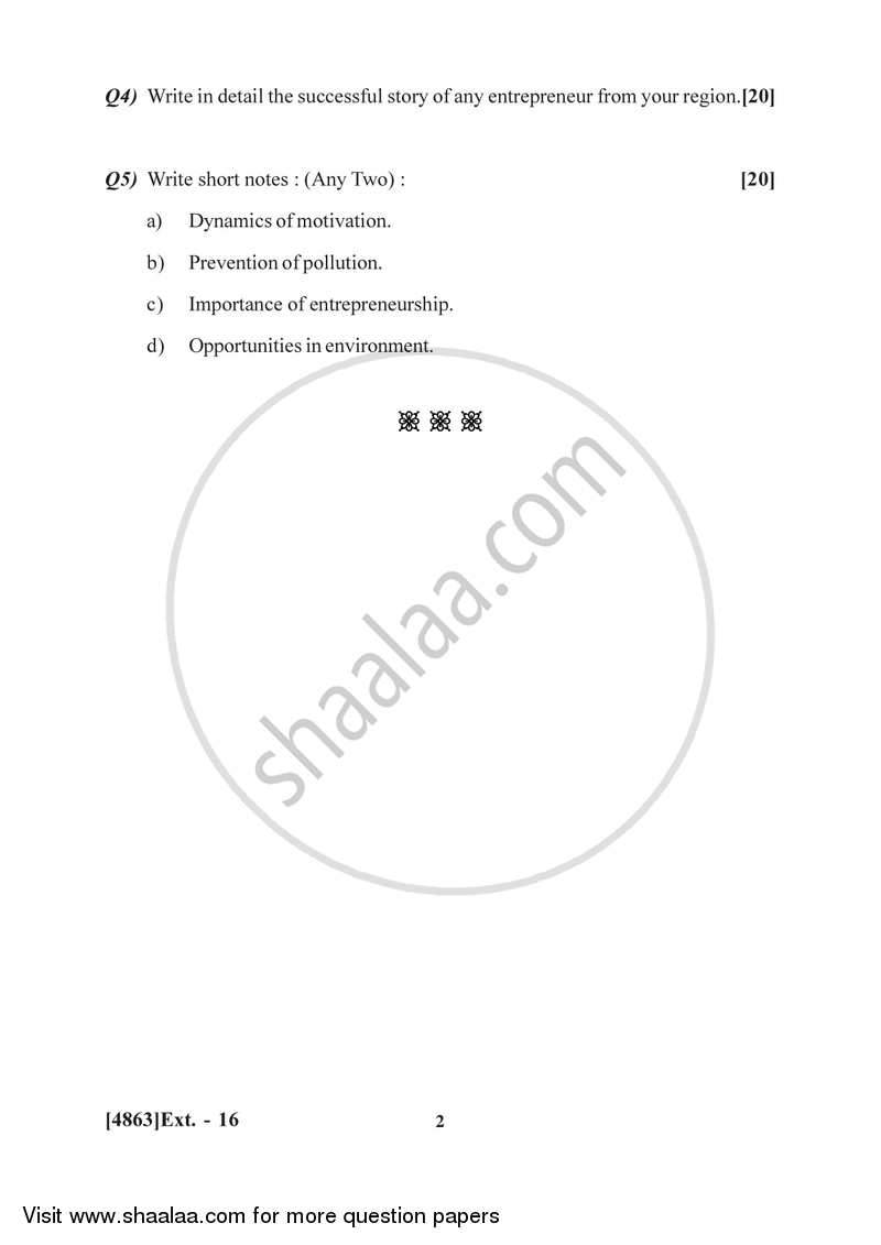 Business Environment and Entrepreneurship 2015-2016 - B.Com. - 1st Year (FYBcom) - University of Pune question paper with PDF download