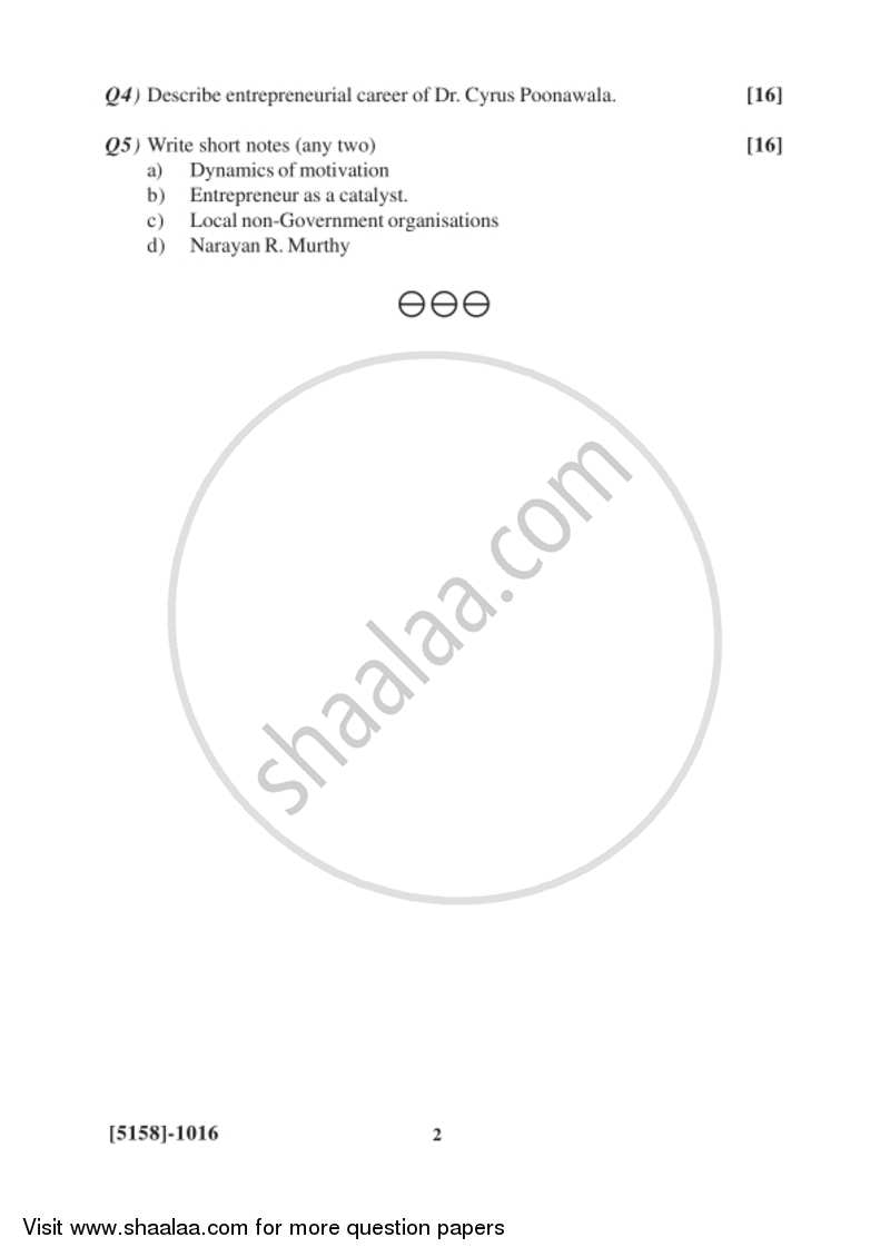 Business Environment and Entrepreneurship 2016-2017 - B.Com. - 1st Year (FYBcom) - University of Pune question paper with PDF download