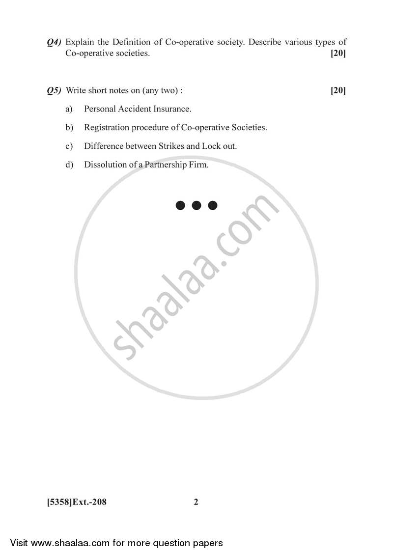 Business Laws and Practices 1 2017-2018 - B.Com. - 2nd Year (SYBcom) - University of Pune question paper with PDF download