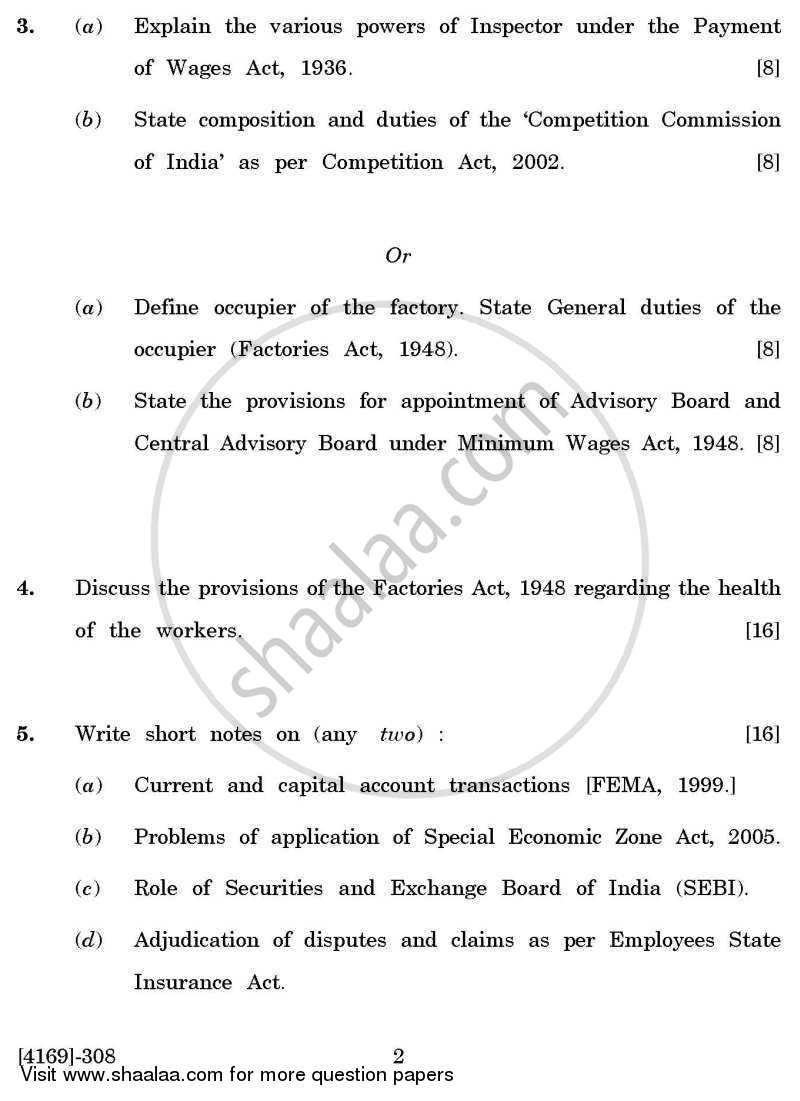 Business Laws and Practices 2 2011-2012 - B.Com. - 3rd Year (TYBcom) - University of Pune question paper with PDF download