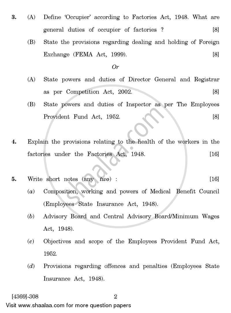 Business Laws and Practices 2 2012-2013 - B.Com. - 3rd Year (TYBcom) - University of Pune question paper with PDF download