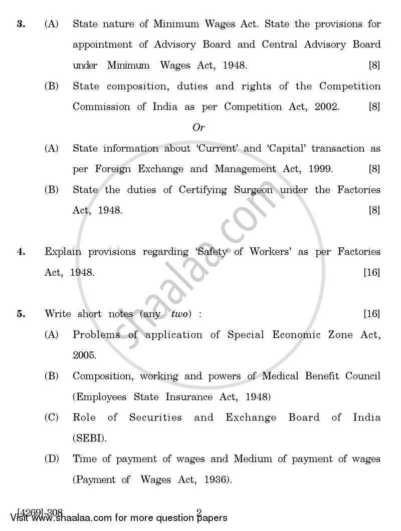 Business Laws and Practices 2 2012-2013 - B.Com. - 3rd Year (TYBcom) - University of Pune question paper with PDF download