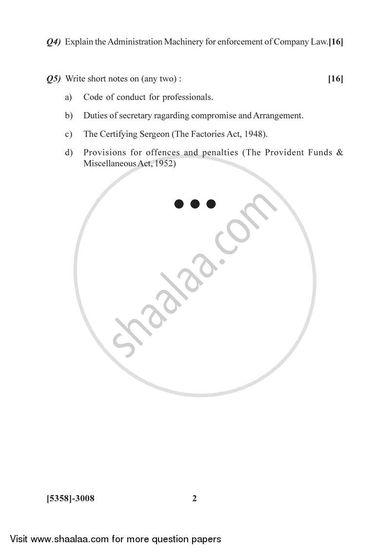 Business Laws and Practices 2 2017-2018 - B.Com. - 3rd Year (TYBcom) - University of Pune question paper with PDF download