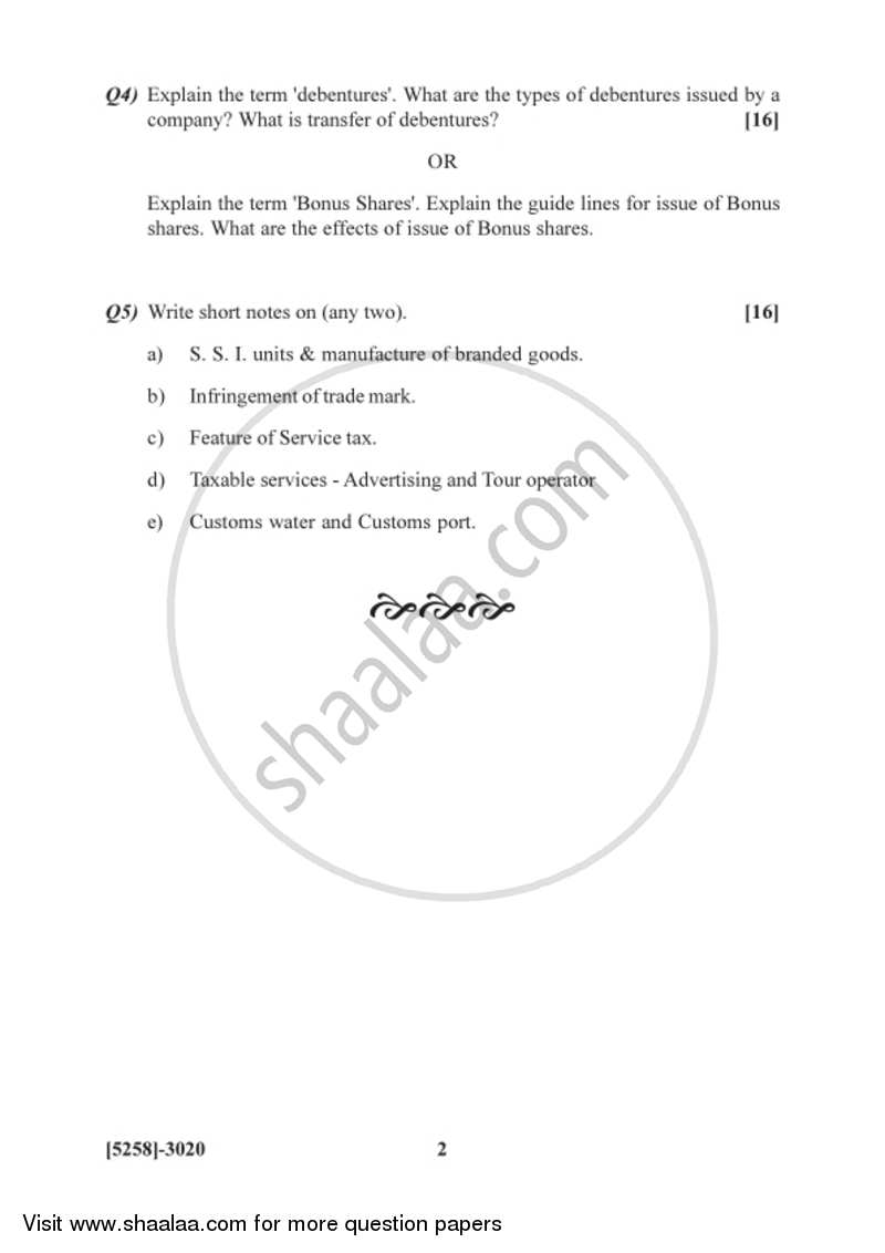 Business Laws and Practices 3 2017-2018 - B.Com. - 3rd Year (TYBcom) - University of Pune question paper with PDF download