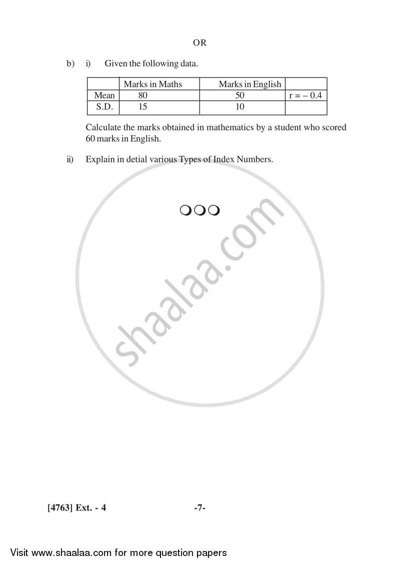 Business Mathematics and Statistics 2014-2015 - B.Com. - 1st Year (FYBcom) - University of Pune question paper with PDF download