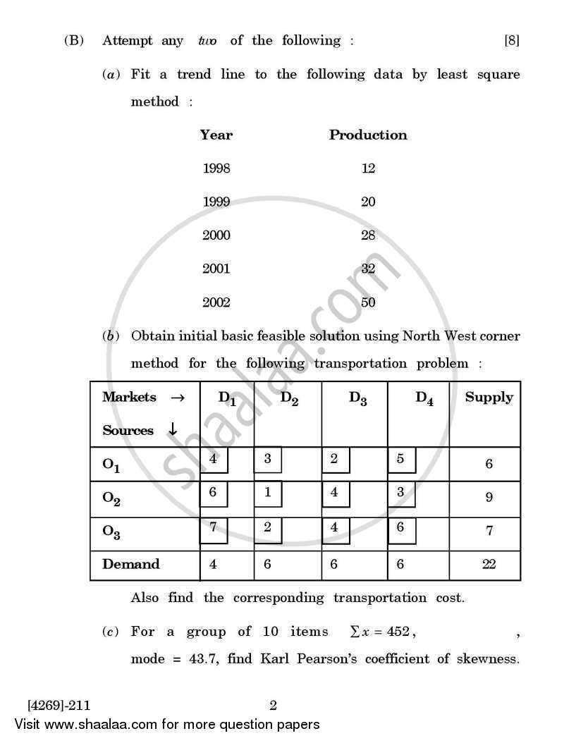 Business Statistics 1 2012-2013 - B.Com. - 2nd Year (SYBcom) - University of Pune question paper with PDF download