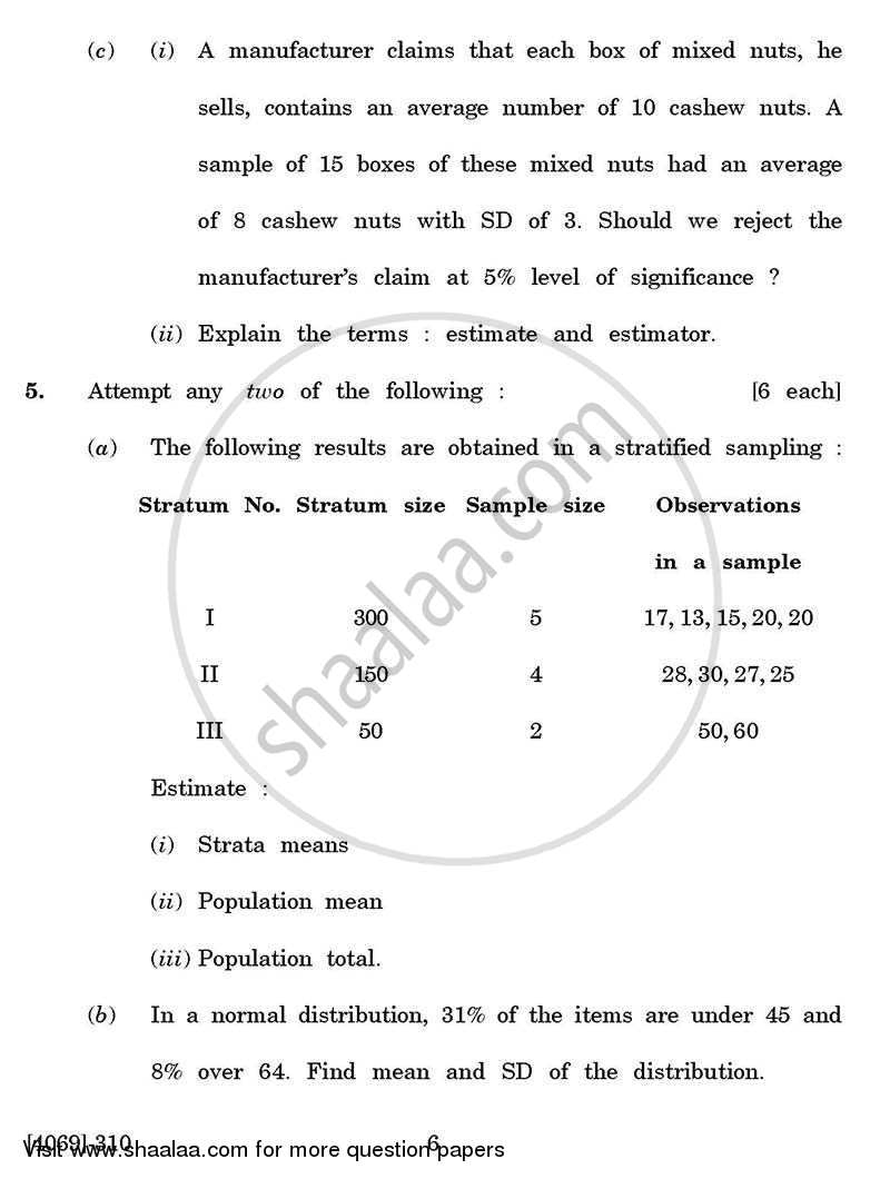 Business Statistics 2 2011-2012 - B.Com. - 3rd Year (TYBcom) - University of Pune question paper with PDF download