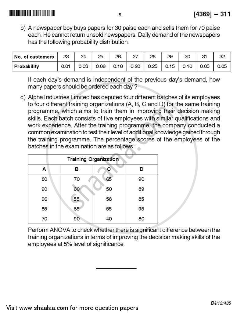 Business Statistics 2 2012-2013 - B.Com. - 3rd Year (TYBcom) - University of Pune question paper with PDF download