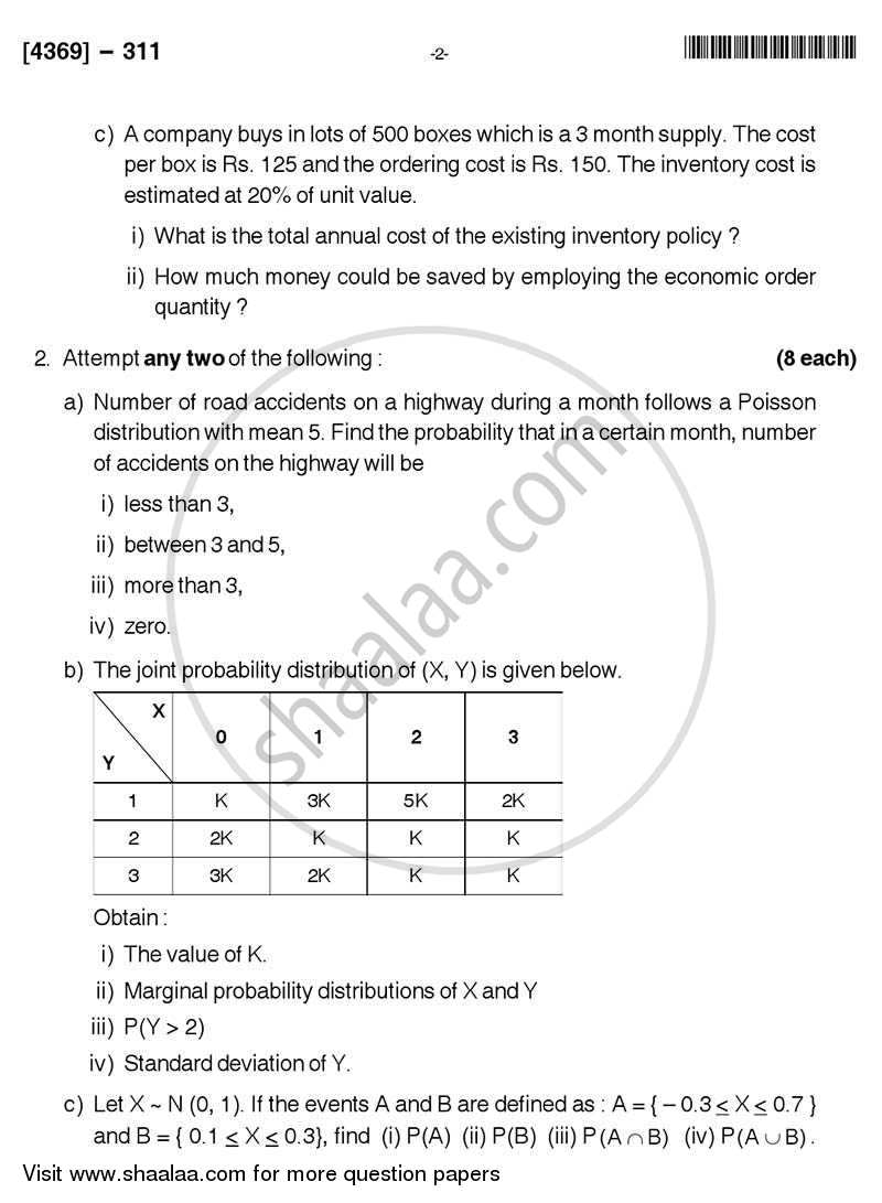 Business Statistics 2 2012-2013 - B.Com. - 3rd Year (TYBcom) - University of Pune question paper with PDF download