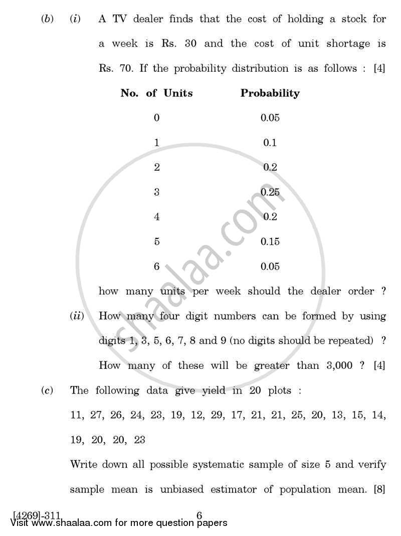 Business Statistics 2 2012-2013 - B.Com. - 3rd Year (TYBcom) - University of Pune question paper with PDF download
