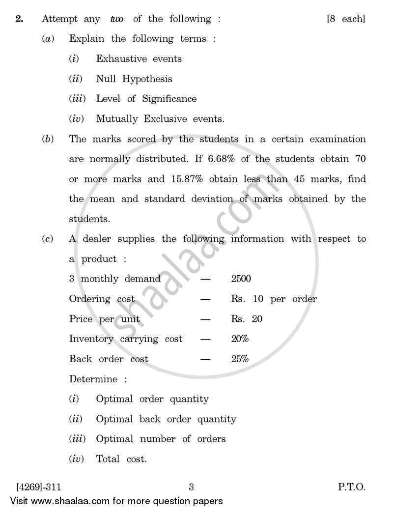 Business Statistics 2 2012-2013 - B.Com. - 3rd Year (TYBcom) - University of Pune question paper with PDF download