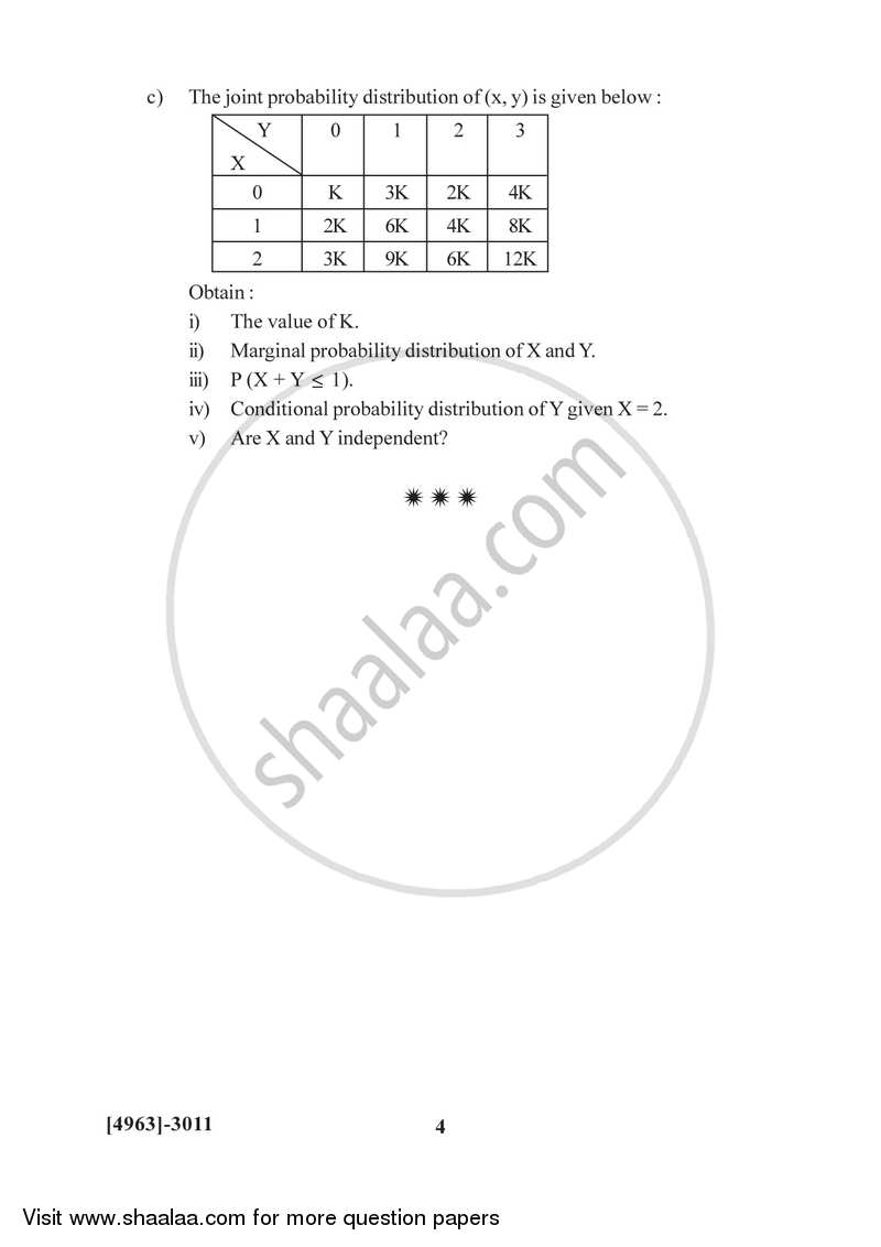 Business Statistics 2 2015-2016 - B.Com. - 3rd Year (TYBcom) - University of Pune question paper with PDF download