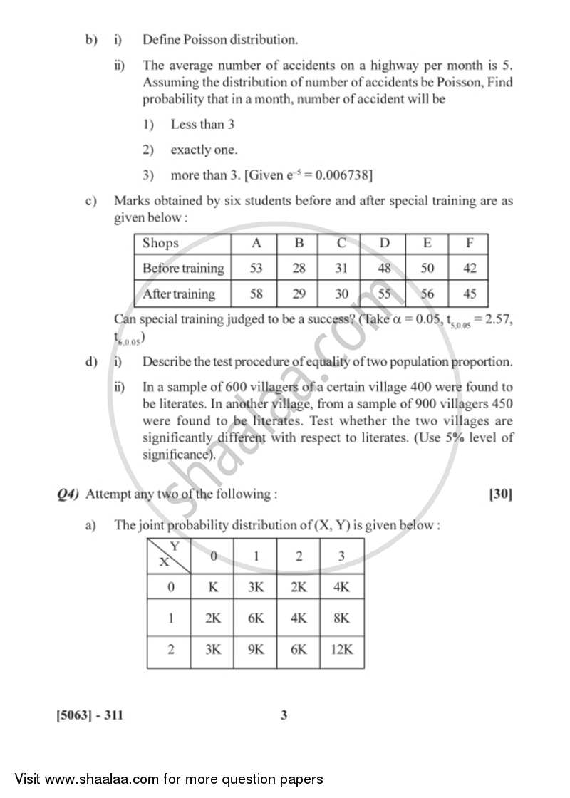 Business Statistics 2 2016-2017 - B.Com. - 3rd Year (TYBcom) - University of Pune question paper with PDF download