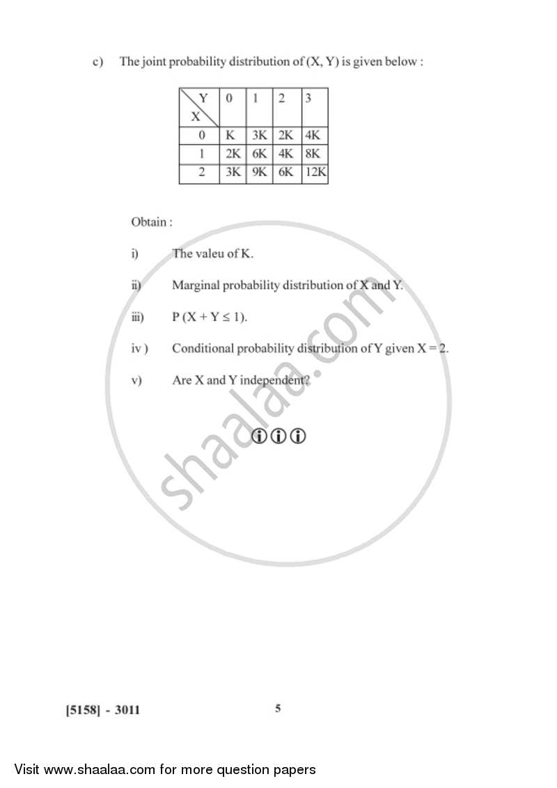 Business Statistics 2 2016-2017 - B.Com. - 3rd Year (TYBcom) - University of Pune question paper with PDF download