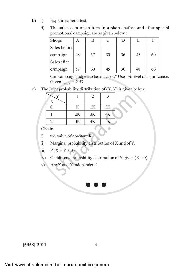 Business Statistics 2 2017-2018 - B.Com. - 3rd Year (TYBcom) - University of Pune question paper with PDF download