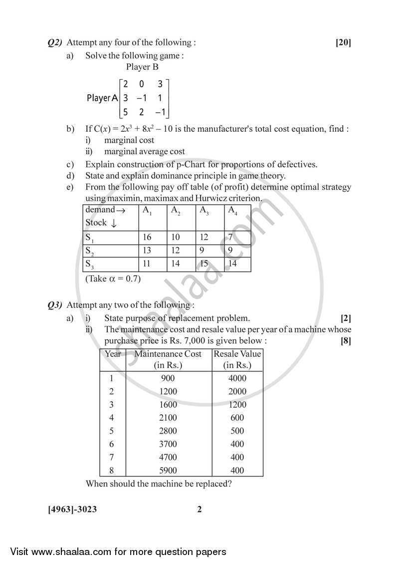 Business Statistics 3 2015-2016 - B.Com. - 3rd Year (TYBcom) - University of Pune question paper with PDF download