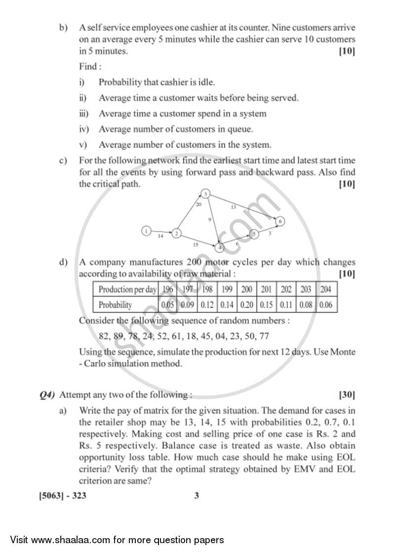 Business Statistics 3 2016-2017 - B.Com. - 3rd Year (TYBcom) - University of Pune question paper with PDF download