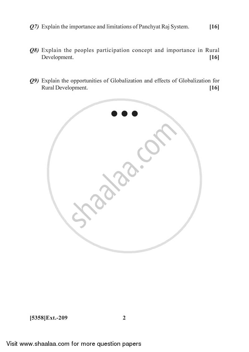 Co-operation and Rural Development 1 2017-2018 - B.Com. - 2nd Year (SYBcom) - University of Pune question paper with PDF download