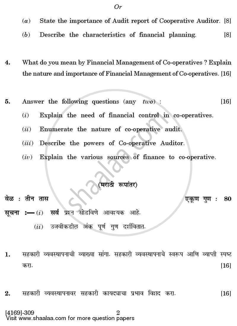 Co-operation and Rural Development 2 2011-2012 - B.Com. - 3rd Year (TYBcom) - University of Pune question paper with PDF download