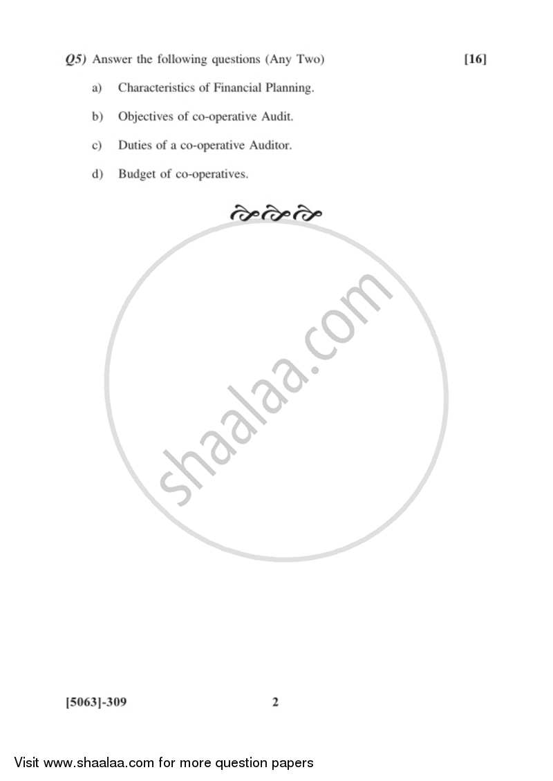 Co-operation and Rural Development 2 2016-2017 - B.Com. - 3rd Year (TYBcom) - University of Pune question paper with PDF download