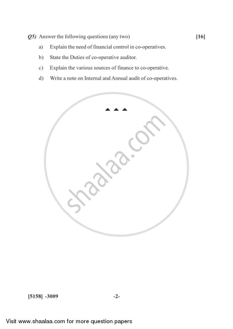 Co-operation and Rural Development 2 2016-2017 - B.Com. - 3rd Year (TYBcom) - University of Pune question paper with PDF download